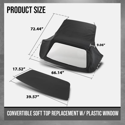 G-PLUS Convertible Soft Top Replacement & Clear Window Compatible with BMW 3-Series E30 Convertible 1986-1993 Black