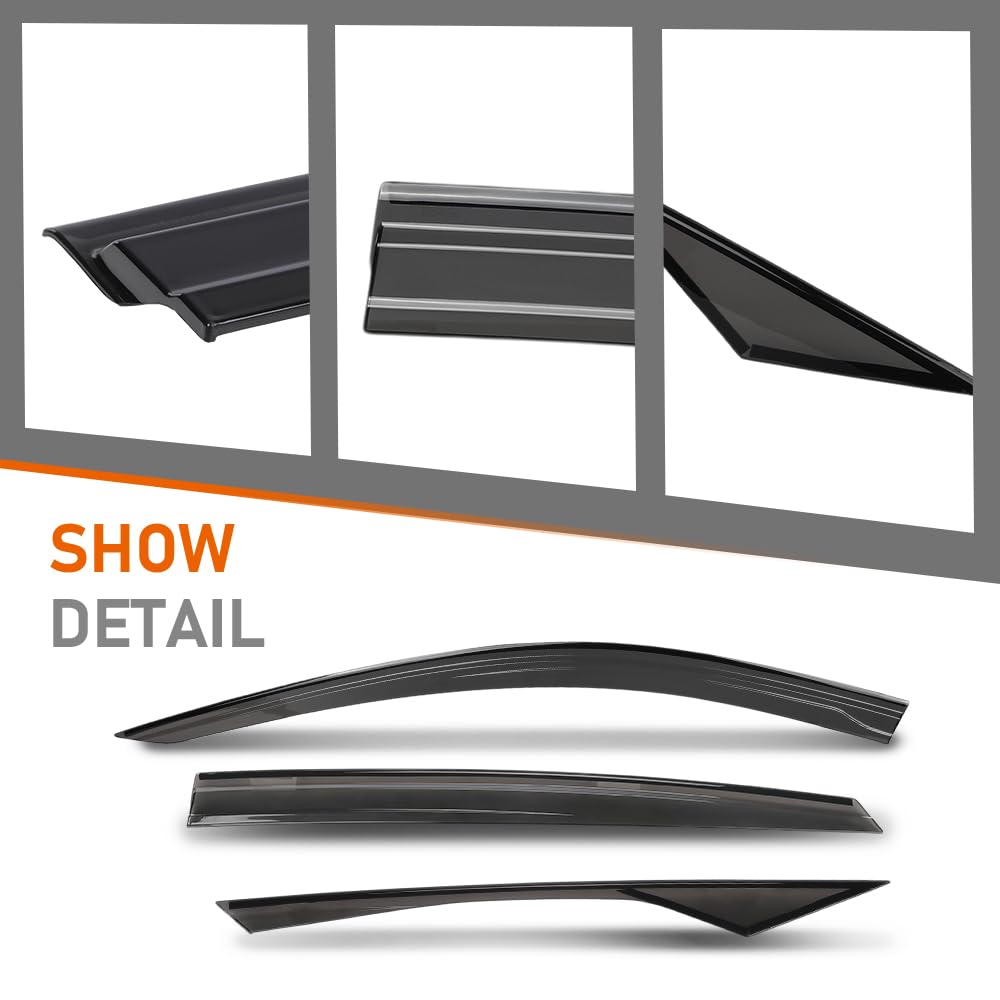 G-PLUS Out-Channel Window Vent Visor Deflectors Tape-On Side Rain Guards Compatible with Honda Accord 2018-2022 Impact-Resistant PMMA 6 PCS Smoky