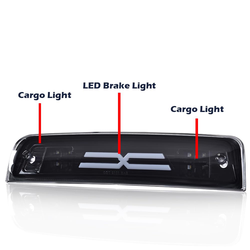 G-PLUS LED Bar Third Brake Light Compatible with Dodge Ram 1500 2009-2010/Fit Dodge Ram 2500 3500 2010/Fit Dodge Ram 1500 2500 3500 2011-2017 High Mount Stop Light Smoky Lens Black Housing