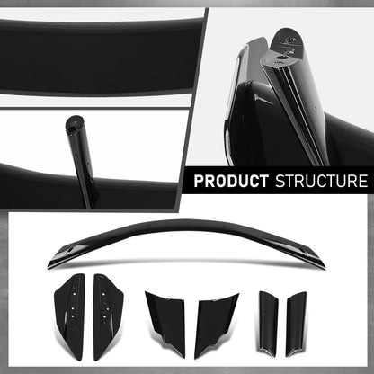 G-PLUS Rear High Wing Spoiler Kit Compatible with Chevy Corvette C8 Models 2020-2024 Rear Gloss Black