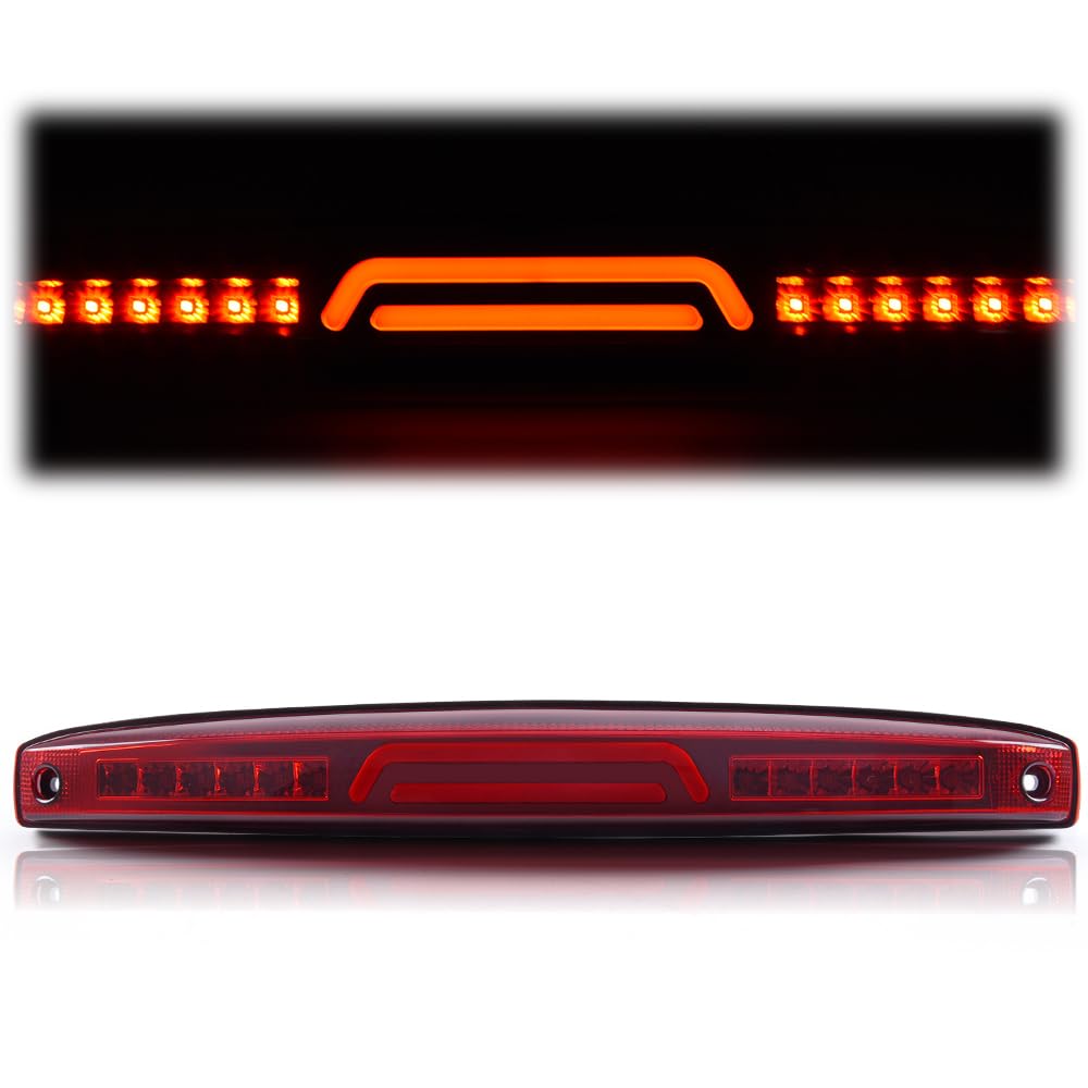 G-PLUS LED Third 3rd Brake Light Compatible with Dodge Ram 2500 3500 2003-2006 High Mount Stop Cargo Lamp Red Lens Chrome Housing 05086509AA