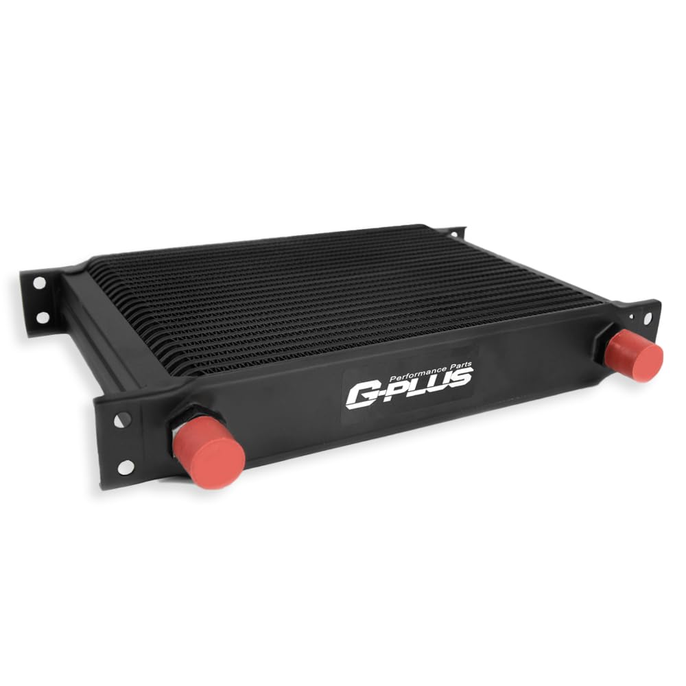 G-PLUS Universal For Japanese Cars Aluminum Racing Engine Transmission Oil Cooler Black 25 Row AN-10 AN10 T-6061 Aluminum