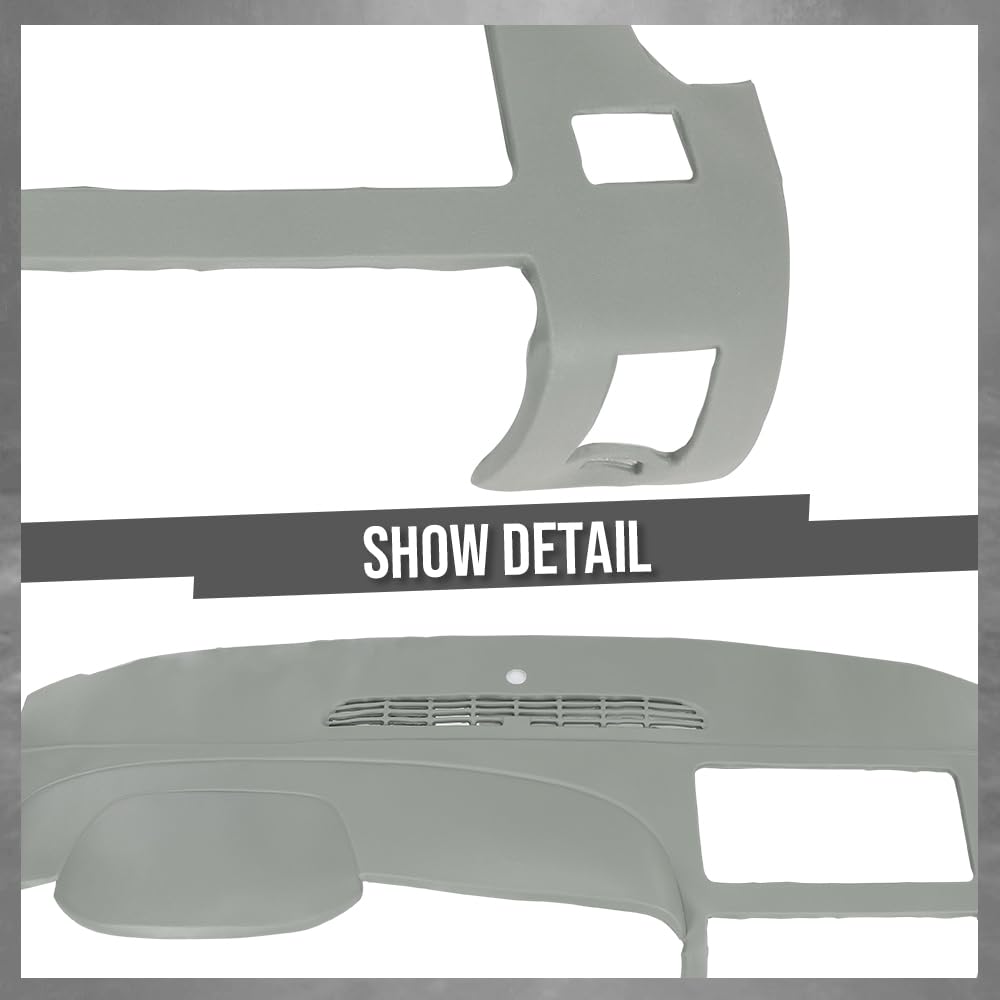 G-PLUS TPE Dash Cover Dashboard Compatible with Chevy Silverado GMC Sierra 2007-2013 Fit Dual Glovebox Style Dashes Gray