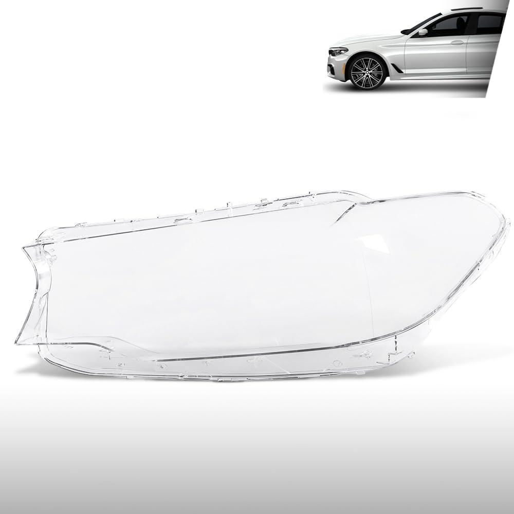 G-PLUS Headlight Lens Cover Compatible with BMW 5 Series G30 G31 G38 2017-2020 Fit BMW 520i 530i 540i 550i 2016-2019 63117214962, 7214962 Left Side Front Headlamp Lens Cover Clear