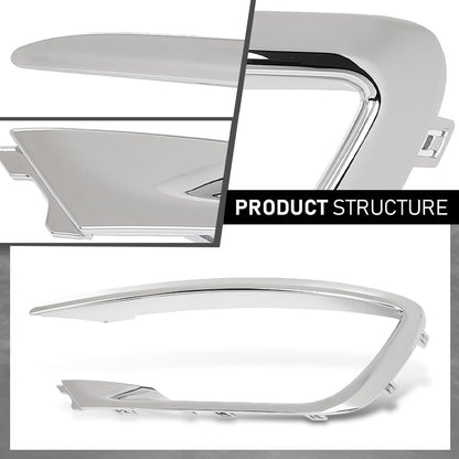 G-PLUS Front Left Bumper Grille Trim Molding Fog Light Trim Chrome, Compatible with Lincoln MKZ 2017-2020, Driver Side, HP5Z15266AB, FO1046105
