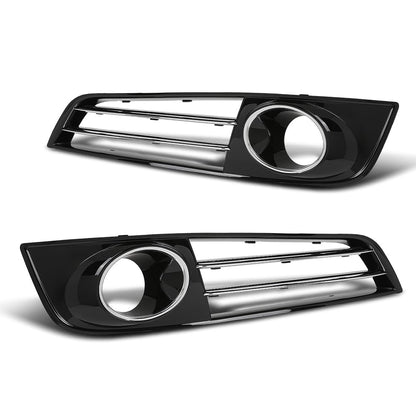 G-PLUS Front Bumper Grille Fog Light Cover Compatible with Audi A8 D4 2011 2012 2013 2014 4H0807679E, 4H0807680E Chrome Black