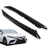 G-PLUS Front Grille Headlight Trim Molding Black Pair - Compatible with Toyota Camry Hybrid SE 2018-2021 / Camry SE Nightshade 2020 - 5271206100, 5271306100 Glossy Black