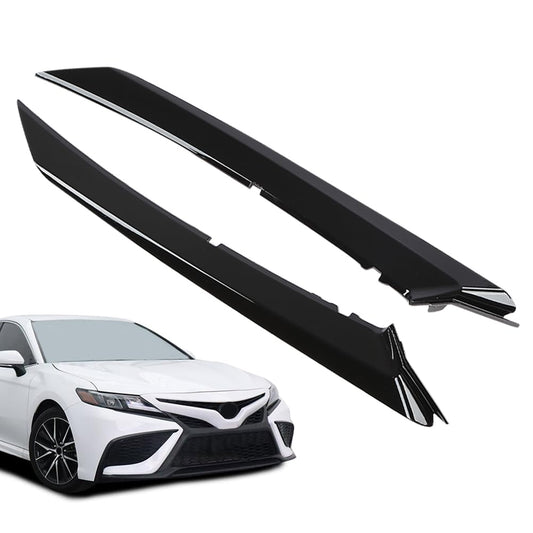 G-PLUS Front Grille Headlight Trim Molding Black Pair - Compatible with Toyota Camry Hybrid SE 2018-2021 / Camry SE Nightshade 2020 - 5271206100, 5271306100 Glossy Black