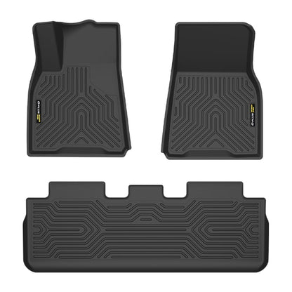 G-PLUS 3PCS Cargo Liner,Compatible with 2020-2025 Tesla Model Y 5 Seat (NOT Fit 7 Seat),1st & 2nd Row 3PCS,TPE Black Full Cover Protection Floor Liner Mats,All Weather Interior Accessories