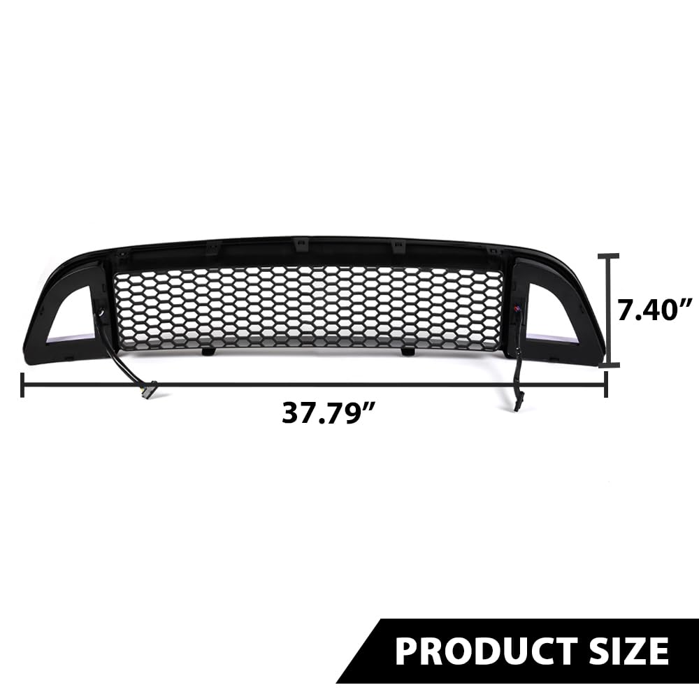 G-PLUS Honeycomb Mesh Front Bumper Upper Grill Compaitble with Ford Mustang 2013-2014 (Except Shelby) Upper Hood Grille With DRL LED Yellow Turn Signal Clear Lens ABS