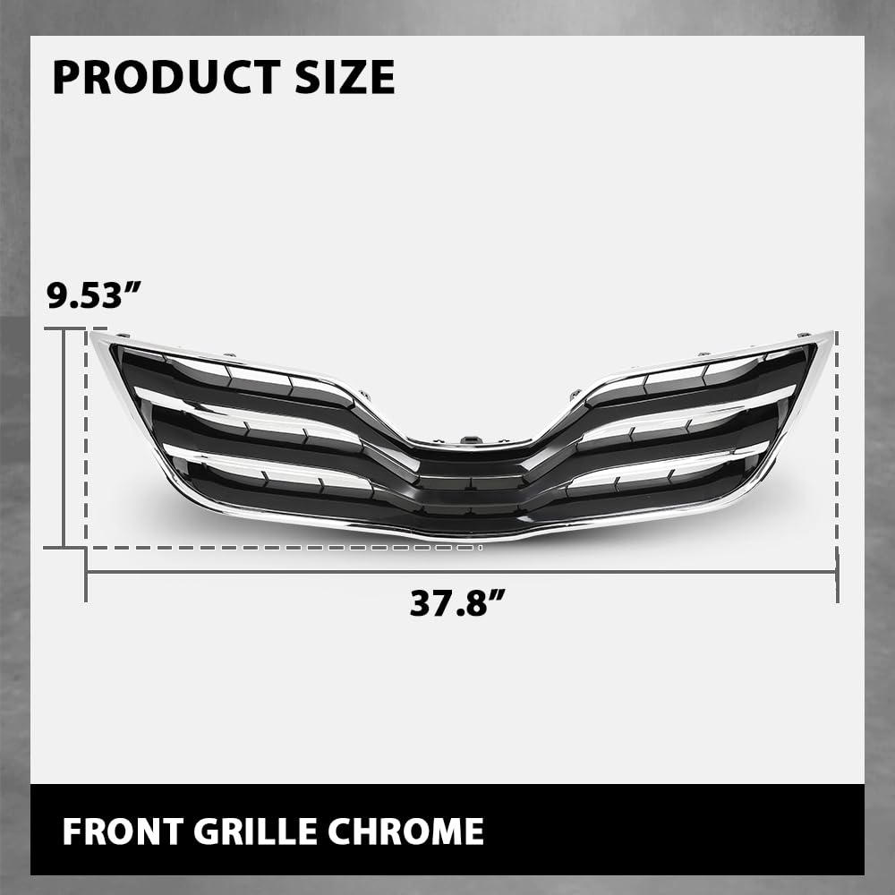 G-PLUS Front Grille Chrome Shell, Compatible with Toyota Camry XLE 2010-2011, 5310106190C0, TO1200325