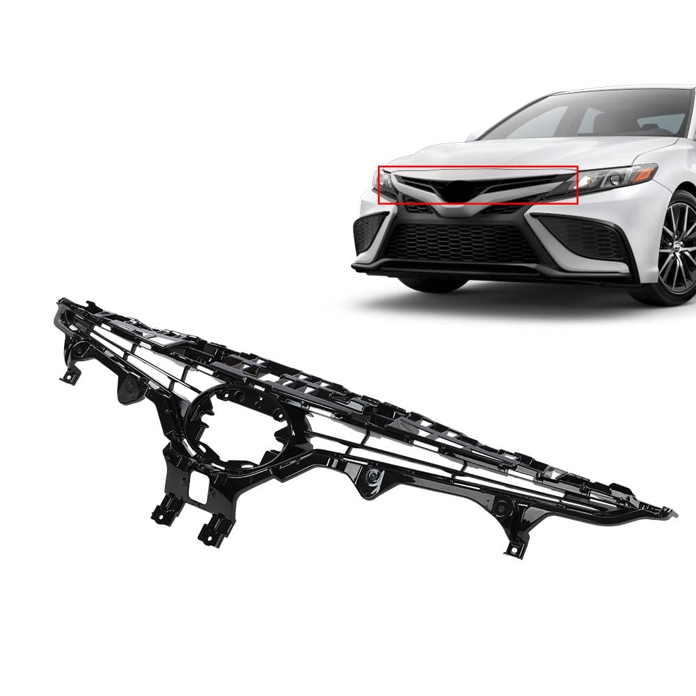 G-PLUS Front Bumper Upper Grille Grill Compatible with Toyota Camry Hybrid SE XSE 2018 2019, Only Fit Sport Version