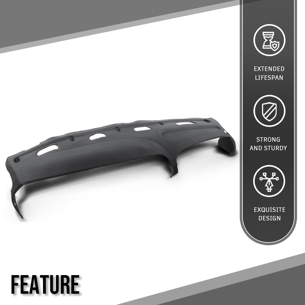 G-PLUS TPE Dashboard Skin Dash Cover Overlay Skin Compatible with Ram 1500 SLT 2001, Fit Ram 1500 SS/T 5.9L 1998,Fit Dodge Ram 1500 2500 3500 1998-2002 Gray