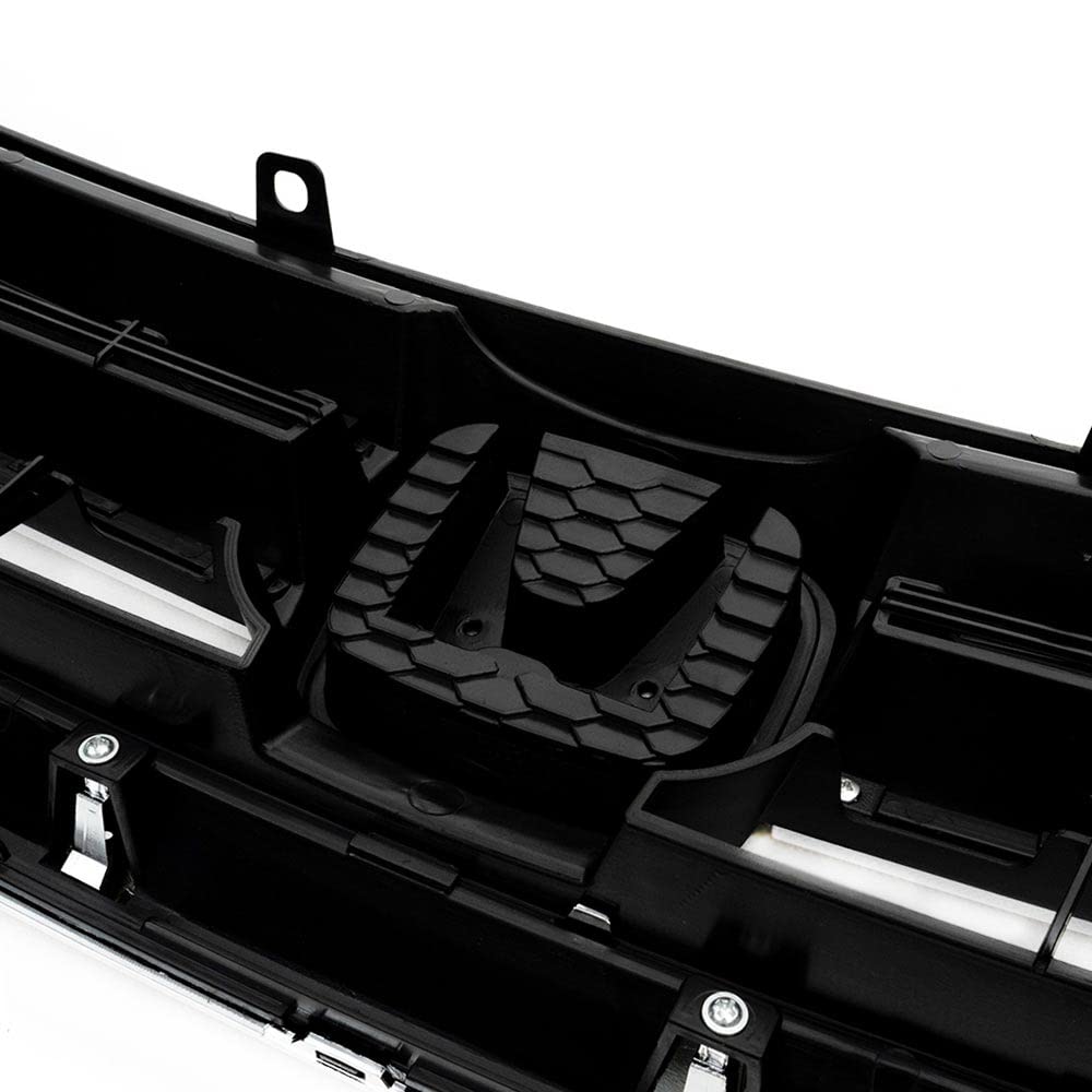 G-PLUS Front Bumper Upper Hood Grille Compatible with Honda Accord Sedan 2013 2014 2015 Replacement Black & Chrome Grill 71121T2FA01, HO1200214