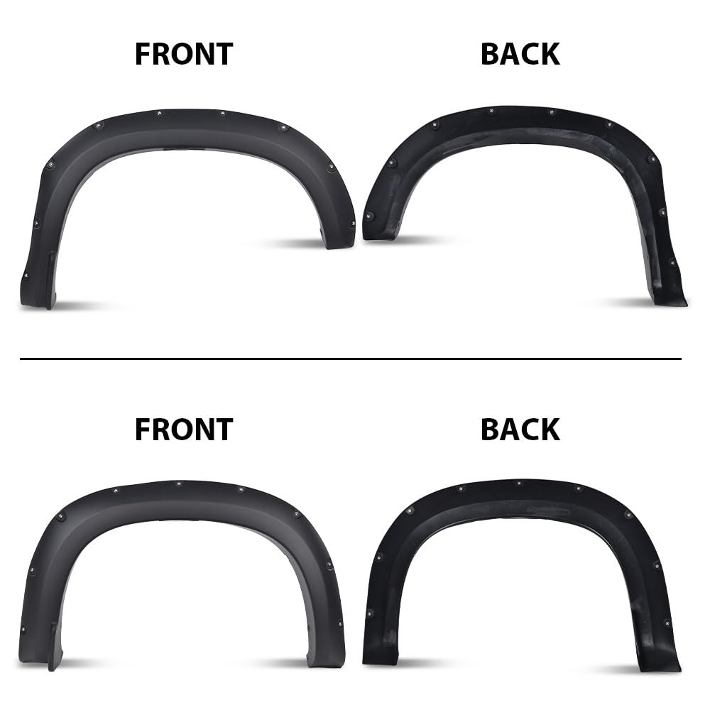 G-PLUS Fender Flares Modified Matte Black Compatible with Dodge Ram 2500 3500 2019-2024 Rront & Rear Smooth Pocket Rivet (Not Fit Dually models)