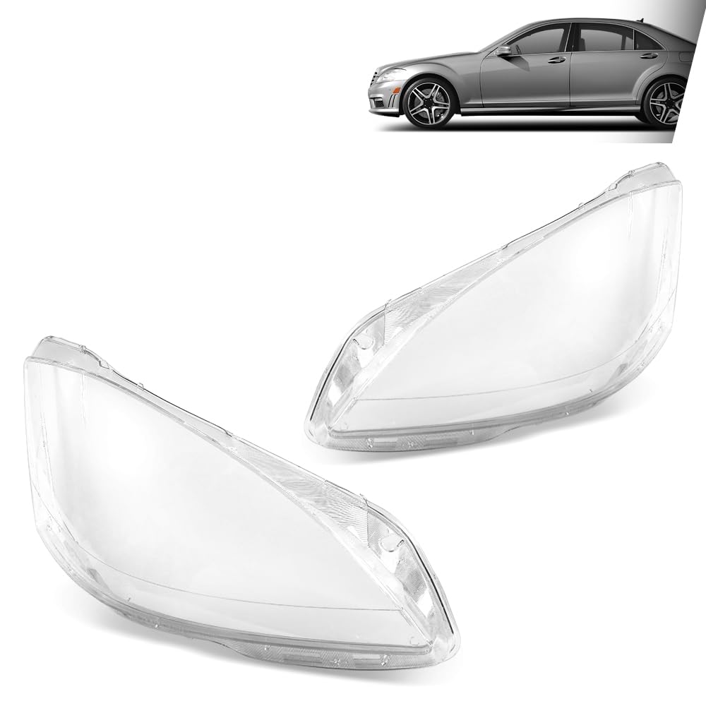 G-PLUS Headlight Lens Cover Compatible with Benz S-Class W221 2010-2013 Left & Right Front Headlamp Lens Cover Clear
