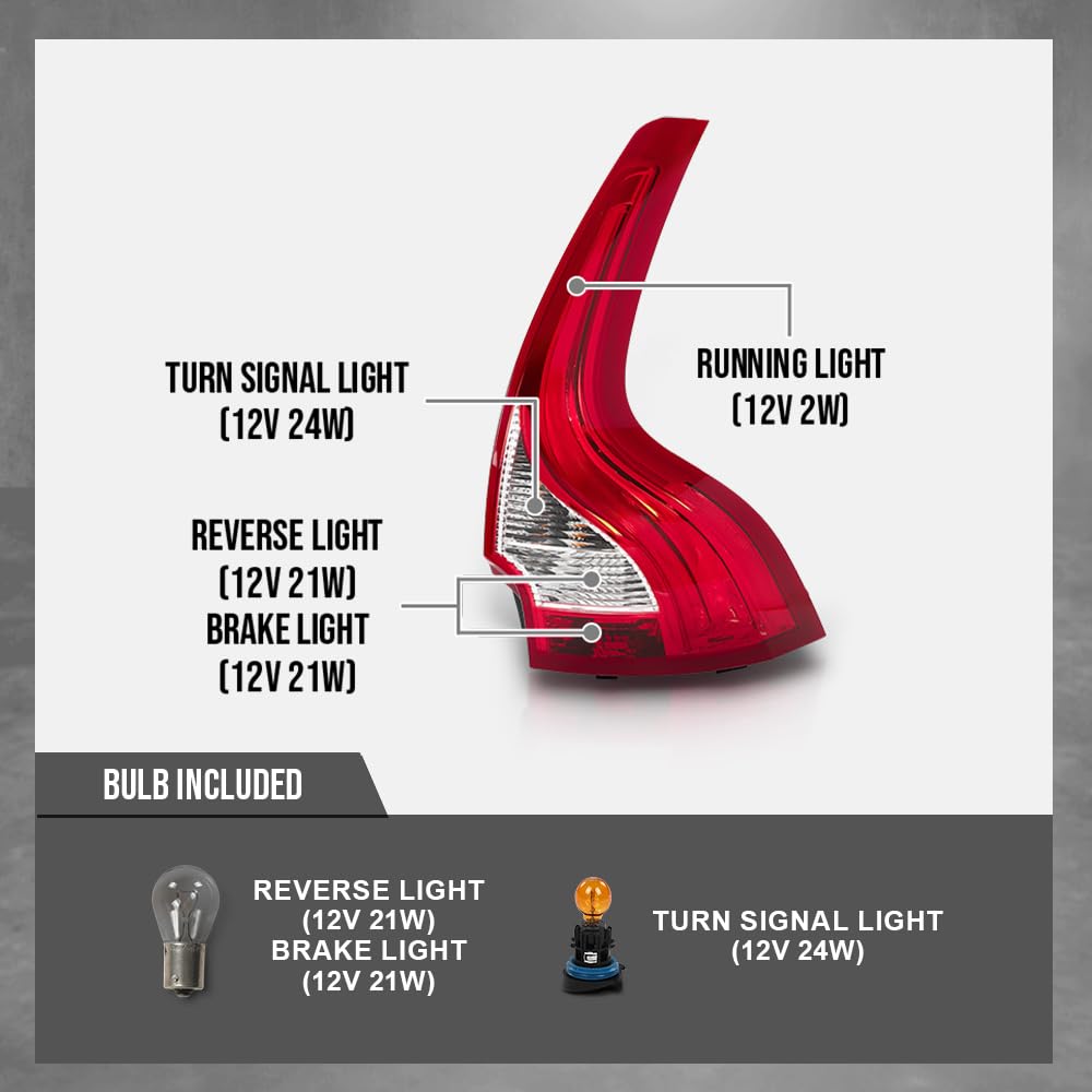 G-PLUS LED Tail Light Passenger Right Side Compatible with Volvo XC60 2011-2017 VO2801104, 31353035, 313230351, 31323035-1 Red