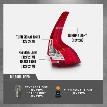 G-PLUS LED Tail Light Passenger Right Side Compatible with Volvo XC60 2011-2017 VO2801104, 31353035, 313230351, 31323035-1 Red