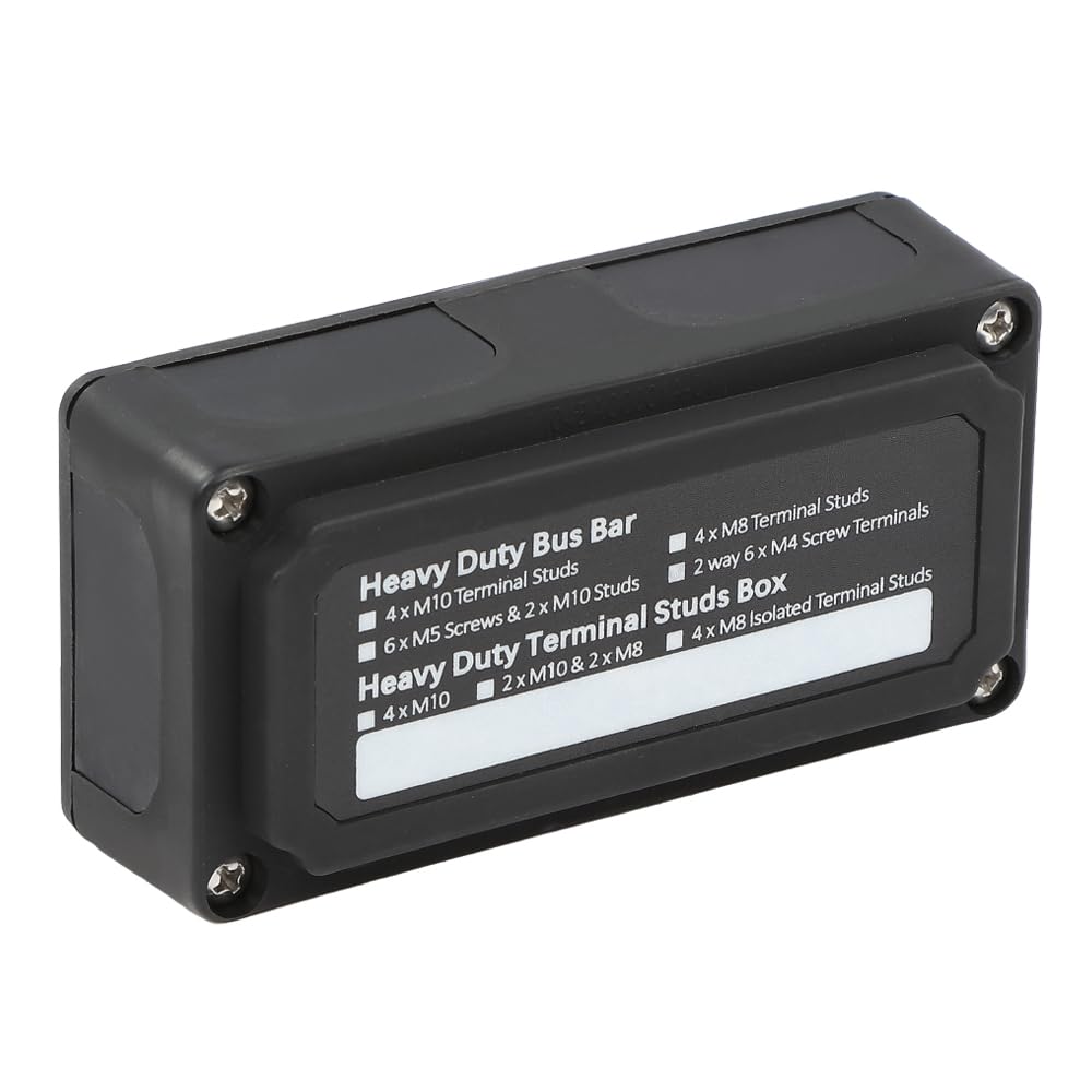 G-PLUS Nylon 30 Fiberglass Black Distribution Box 12 Terminal Ground Power Distribution Junction Block Kit 12V 100A