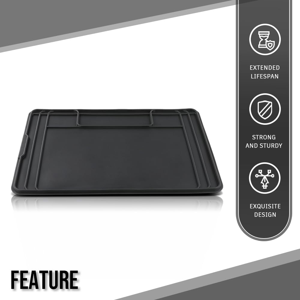 G-PLUS Waterproof Under Sink Liner Mat for Kitchen Bathroom – 28" x 19" TPE - Durable, Flexible Tray – Home Undersink Organizer Must Haves, Black