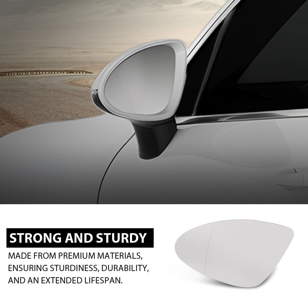 G-PLUS Left Rear View Mirror Glass, Compatible with Porsche Cayenne 2011-2017 with Heat, Driver Side, 958-731-521-20, 95873152121, 95873152120
