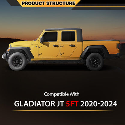 Floor Mats Fit Jeep Gladiator JT 5FT 2020 2021 2022 2023 2024 All Weather Full Cover Protection TPE Floor Cargo Liners Black, alfombras para carro