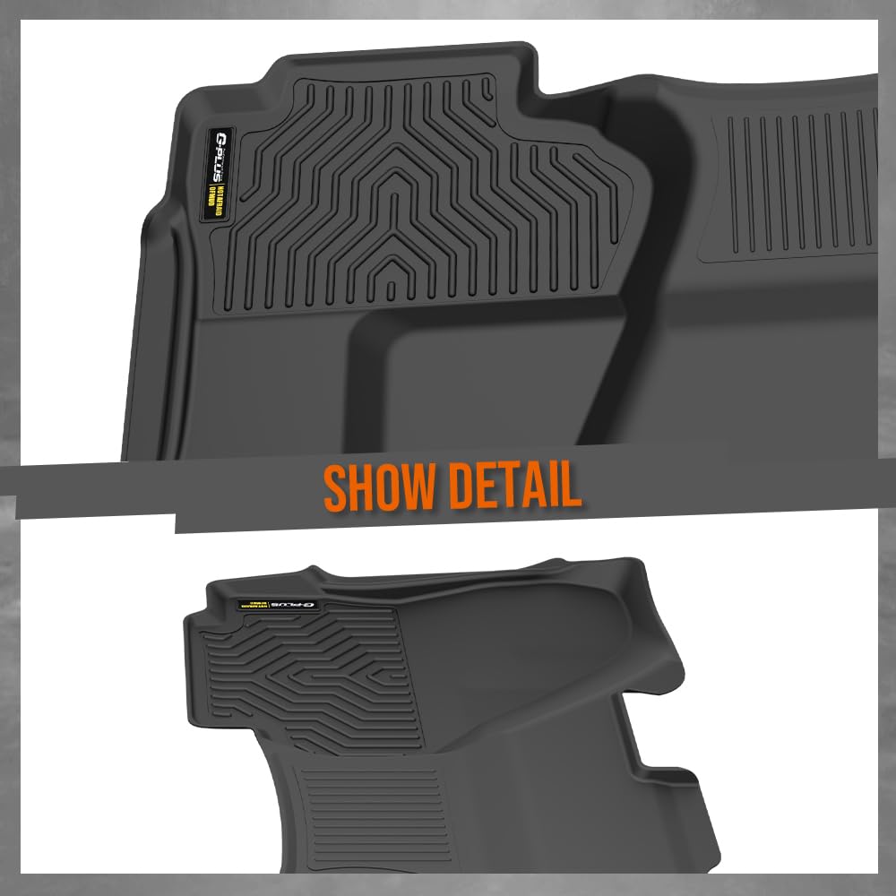 G-PLUS TPE Floor Mats Fit Chevy Silverado GMC Sierra 1500 Double Cab 2014-2018 2nd Row Truck Accessories Cargo Liners All Weather Protection 1PC Black Alfombras para Carro