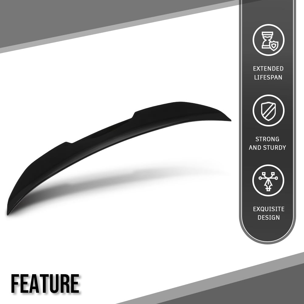 G-PLUS Rear Trunk Spoiler Wing Compatible with BMW E90 3 Series All Sedan Models 2006-2011, Fit BMW M3 Sedan Models 2008-2011, Not Fit 2-Door Convertible/2-Door Cou Gloss Black