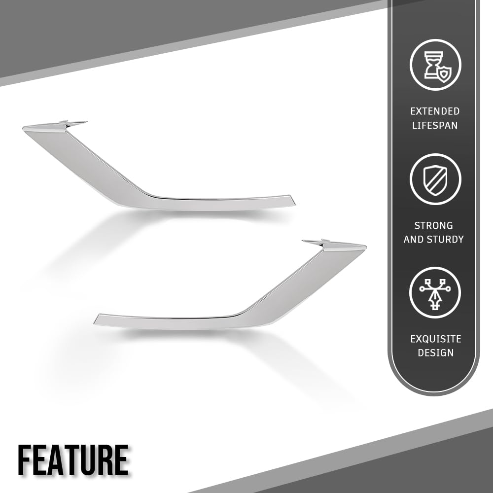 G-PLUS Front Bumper LH+RH Trim Fog Light Molding Compatible with Volvo S60 V60 2019 2020 2021 2022 31455511, 31455512 Silver