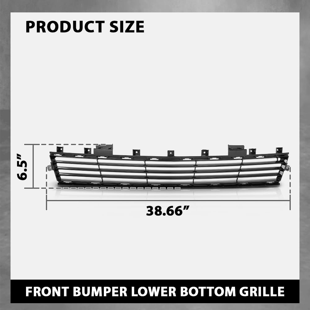 G-PLUS Front Bumper Lower Bottom Grille Compatible with Cadillac XTS 4-Door 3.6L 2018-2019 84111709, 8411-1709 Gloss Black