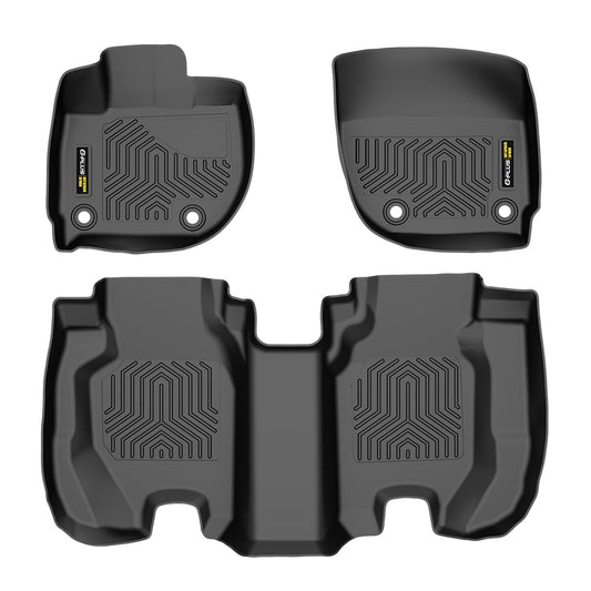 TPE Floor Mats Cargo Liners 3PCS, Compatible with Honda Fit 2015-2020, 1st & 2nd Row, Floor Liner All Weather Full Cover Protection
