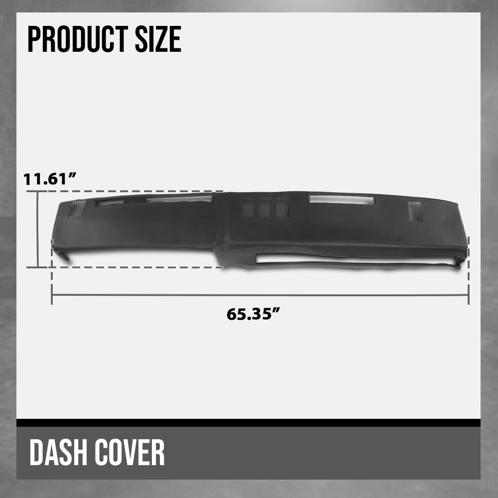 G-PLUS TPE Dashboard Dash Cover Compatible with Chevy GMC Full Size Pickup 1981-1987, Fit Chevy GMC SUV 1981-1991 Black