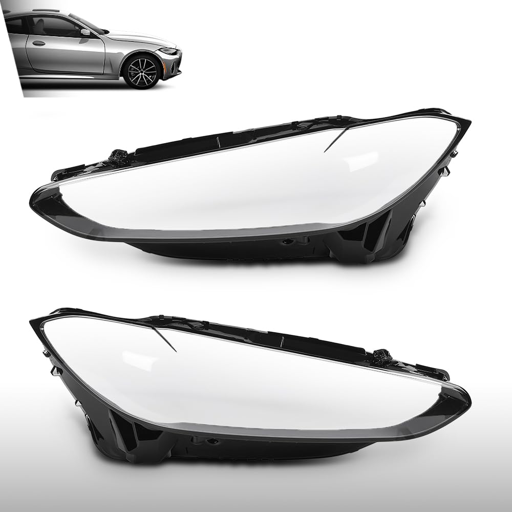 G-PLUS Headlight Lens Cover Compatible with BMW 4-Series G22 G23 G26 2020-2023 Left & Right Pair Front Headlamp Lens Cover Clear