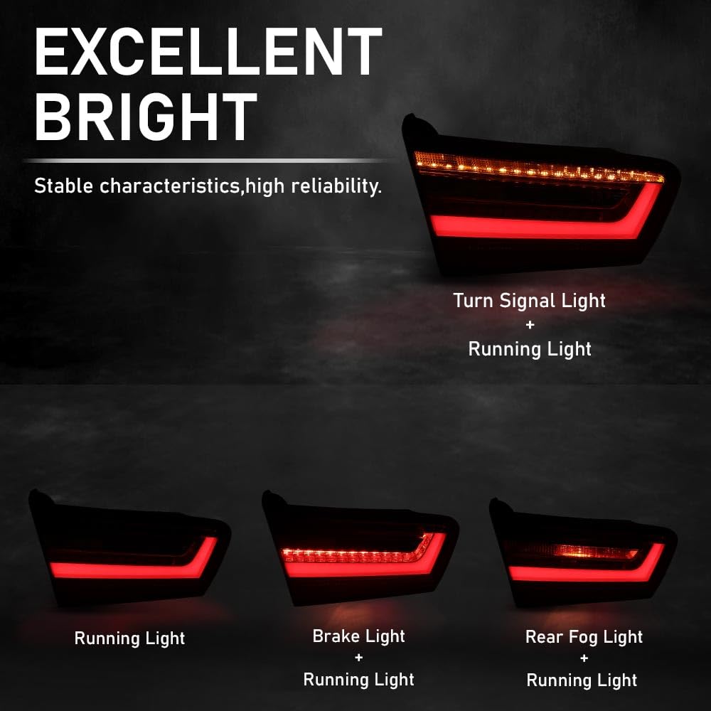 G-PLUS Inner LED Tail Lights Rear Brake Lamp Left+Right Compatible with Audi A6 C7 2012-2015,Only Fit for Saloon/Sedan Models 4GD945093, 4GD945094