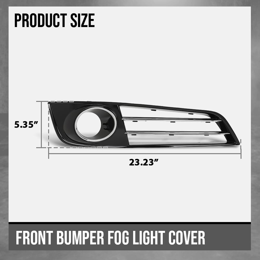G-PLUS Front Bumper Grille Fog Light Cover Compatible with Audi A8 D4 2011 2012 2013 2014 4H0807679E, 4H0807680E Chrome Black