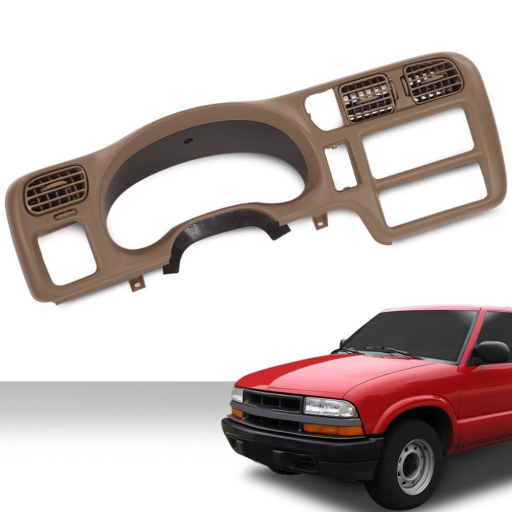 G-PLUS Dash Trim Bezel Cover Single Din Beige Compatible with Chevy Blazer S10 GMC Jimmy S15 Sonoma 1998 1999 2000 2001 2002 2003 2004 15013761 (Not Fit Double Din)