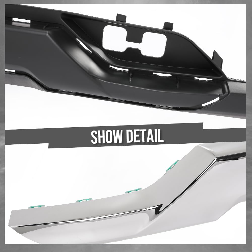 G-PLUS Front Bumper Valance + Chrome Skid Plate Compatible with Chevy Silverado 1500 2016-2018/1500 LD 2019 Fit Models w/ Z71 Package & Impact Bar Skid Plate Black