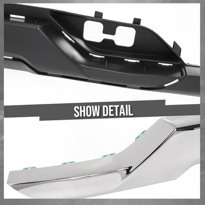 G-PLUS Front Bumper Valance + Chrome Skid Plate Compatible with Chevy Silverado 1500 2016-2018/1500 LD 2019 Fit Models w/ Z71 Package & Impact Bar Skid Plate Black