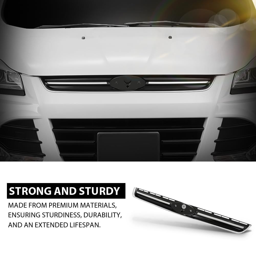 G-PLUS Front Upper Bumper Grille Grill W/Chrome Molding, Compatible with Ford Esacpe 2013-2016, CJ5Z8200DD, FO1200541