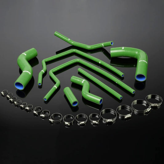 G-PLUS Silicone Radiator Coolant Tube Kit Clamps Compatible With 1996-2000 Subaru Impreza GC8 GF8 STI EJ20 WRX,Green