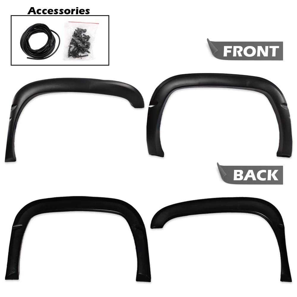 G-PLUS Fender Flares Compatible with Dodge Ram 1500 2500 3500 1994-2001 Wheel Opening Molding Arch Trim 4pcs Black
