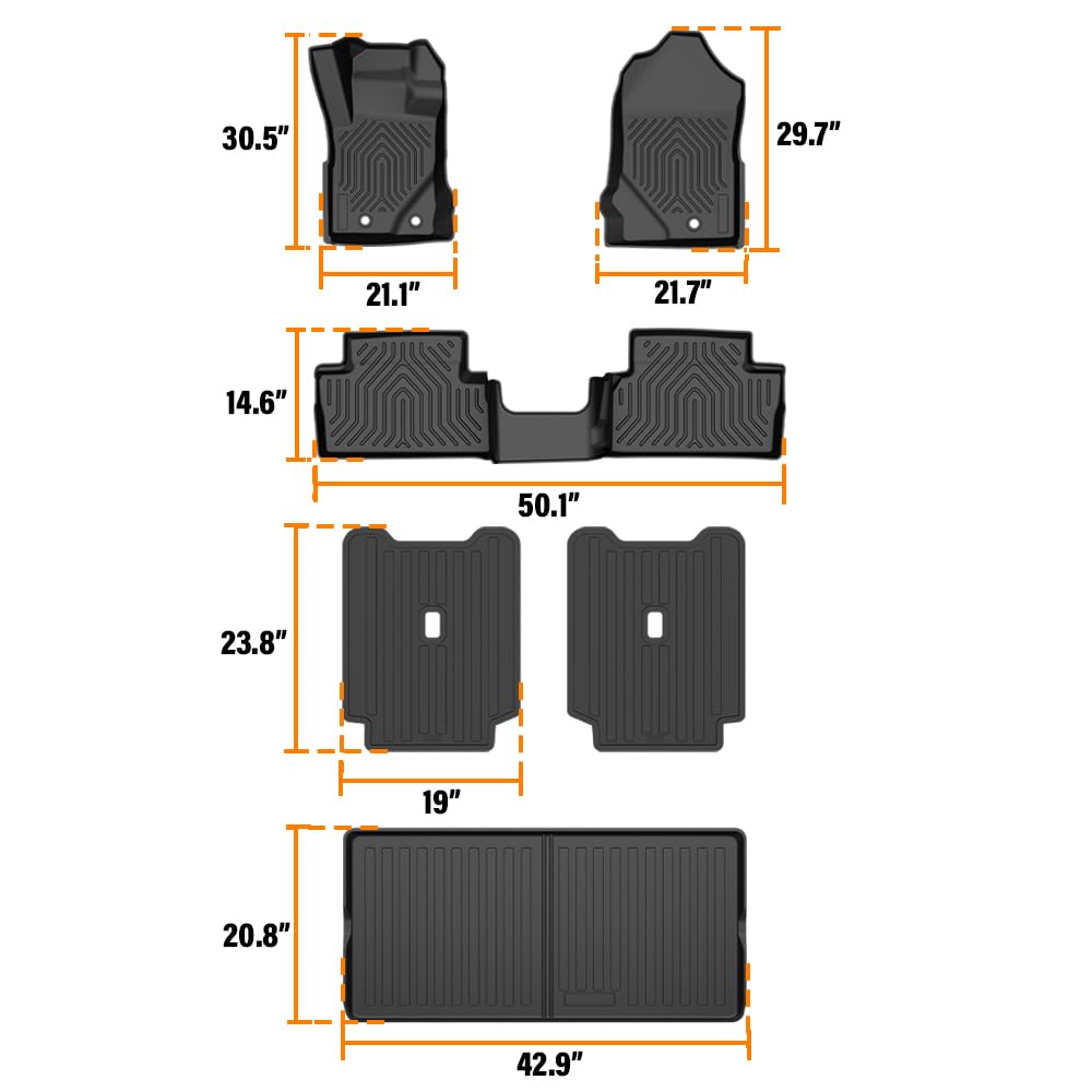 G-PLUS Floor Mats Fit Ford Bronco 2-Door 2021-2025(Not Fit Bronco Sport or Bronco 4-Door Model) 1st & 2st 3nd Row Truck Accessories Cargo Liners All Weather Protection Floor mats&Cargo Liner Black