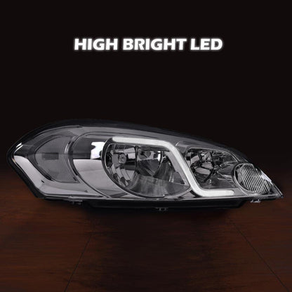 G-PLUS LED Headlights Assembly Fit Chevy Monte Carlo 2006 2007/Chevy Impala 2006-2013/Chevy Impala Limited 2014-2016 DRL Corner Headlamps Clear Lens Chrome Housing Clear Reflector,faros delanteros