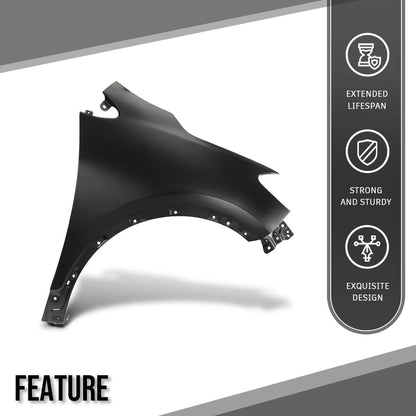 G-PLUS Front Fender RH Right Passenger Side Compatible with Buick Encore (submodel: Base, Convenience, Leather, Premium) 2013-2016 without Turn Signal Light Hole 95031570, GM1241382 Black