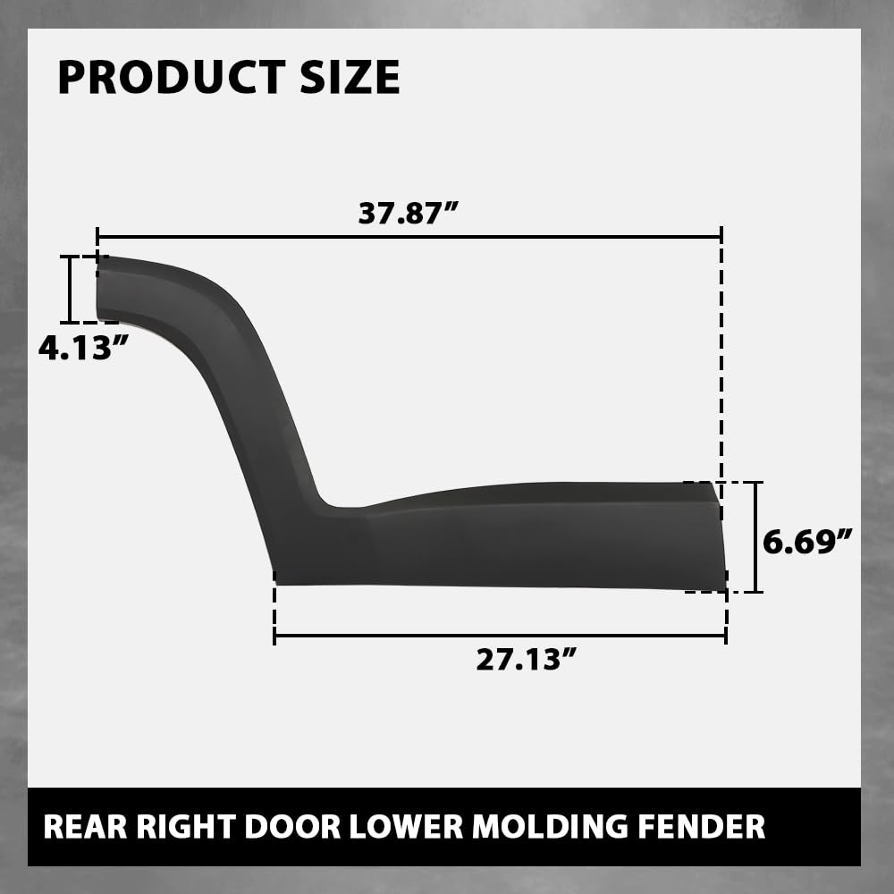 G-PLUS Rear Door Molding Fender Flare Trim Compatible with Jeep Renegade 2015-2021 Fender Flares Wheel Opening Panel Right Side 5VX88LXHAA, CH1505109