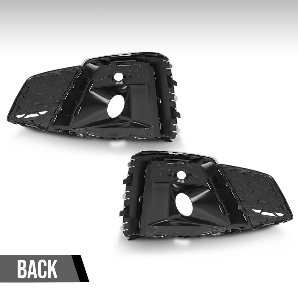 G-PLUS Front Bumper Fog Light Cover Left+Right Side Compatible with Audi A5 S5 2020 2021 2022 2023 8W6807681T3Q7 Chrome Black