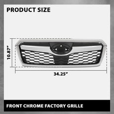 G-PLUS Front Grille for Subaru Forester 2014-2018 Chrome Factory Style Close-up View