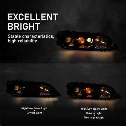 G-PLUS Headlight Headlamp Right Side Compatible with 2006-2007 Mazda 6 Mazdaspeed,Fit 2006-2008 Mazda 6 (submodel: i, S,GS, GT)