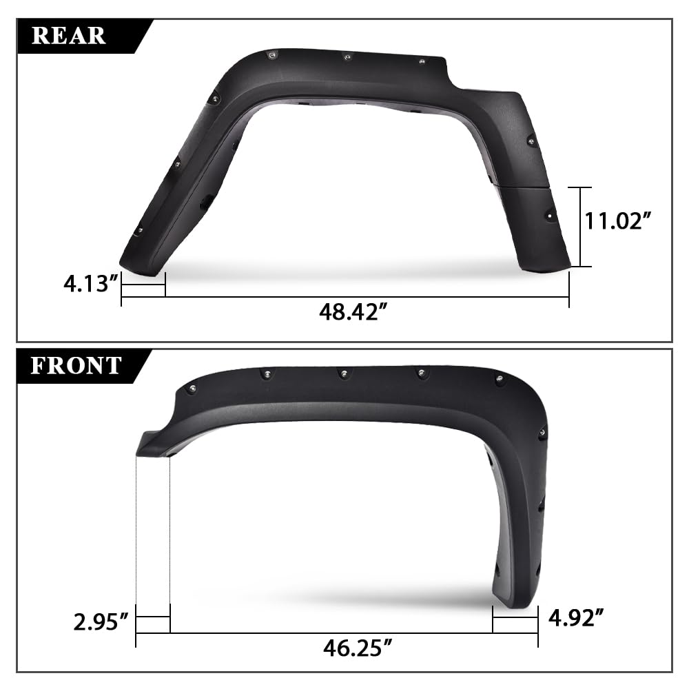 G-PLUS 4PCS Fender Flares Compatible with Toyota FJ Cruiser 2007 2008 2009 2010 2011 2012 2013 2014 Wheel Cover Protector, Textured Pocket Riveted