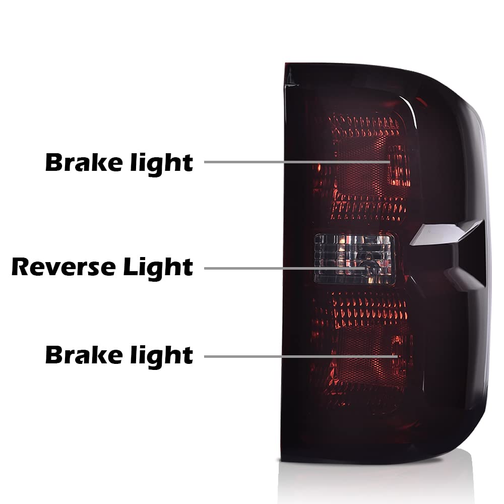 G-PLUS Smoke Lens Rear Tail Light Brake Lamp w/Wiring Harness Compatible with 2016-2019 Chevy Silverado 23295939 84288723 84019503 23295938 84288722 Luces Traseras Rear Brake Lamps Assembly
